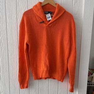 New NWT Ralph Lauren Men's V Collar Orange Turtleneck Sweater sz M